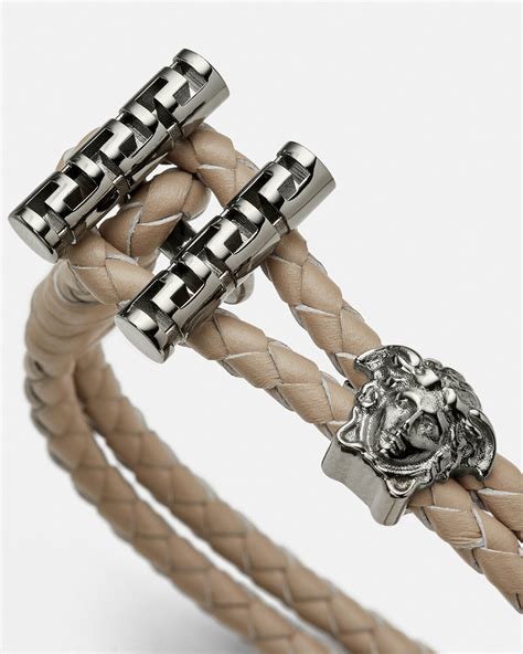 versace mens gold bracelet|Versace medusa braided leather bracelet.